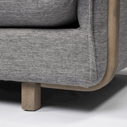Roy Castlerock Gray Upholstered and Brown Wood Frame Arm Chair