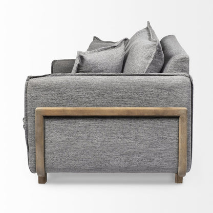 Roy Castlerock Gray Upholstered and Brown Wood Frame Arm Chair