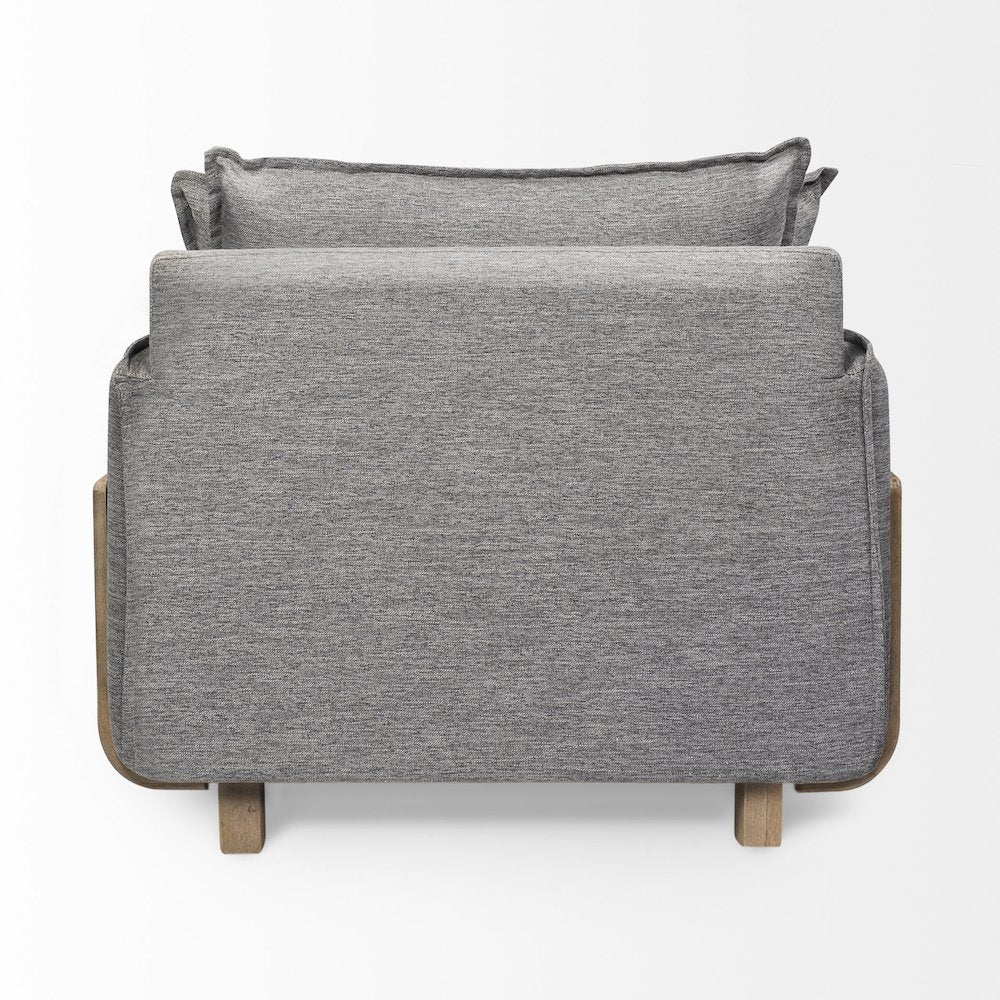 Roy Castlerock Gray Upholstered and Brown Wood Frame Arm Chair