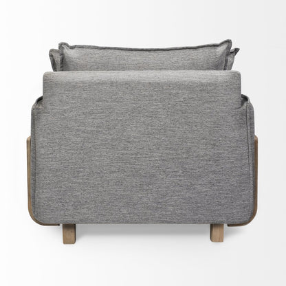 Roy Castlerock Gray Upholstered and Brown Wood Frame Arm Chair