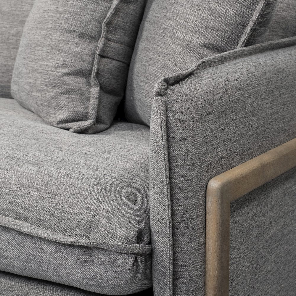 Roy Castlerock Gray Upholstered and Brown Wood Frame Arm Chair