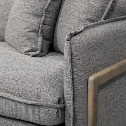 Roy Castlerock Gray Upholstered and Brown Wood Frame Arm Chair