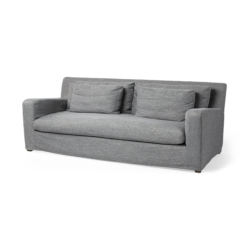 Denly 92" Casterock Gray Slipcover Three Seater Sofa
