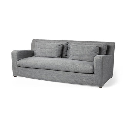 Denly 92" Casterock Gray Slipcover Three Seater Sofa