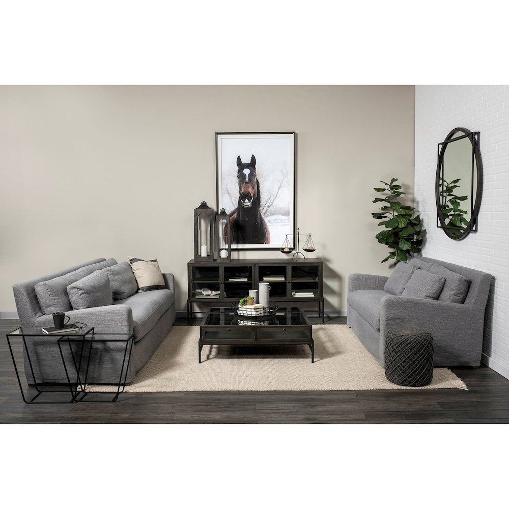 Denly 92" Casterock Gray Slipcover Three Seater Sofa