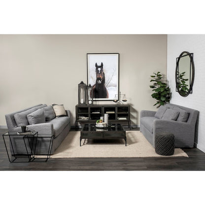 Denly 92" Casterock Gray Slipcover Three Seater Sofa