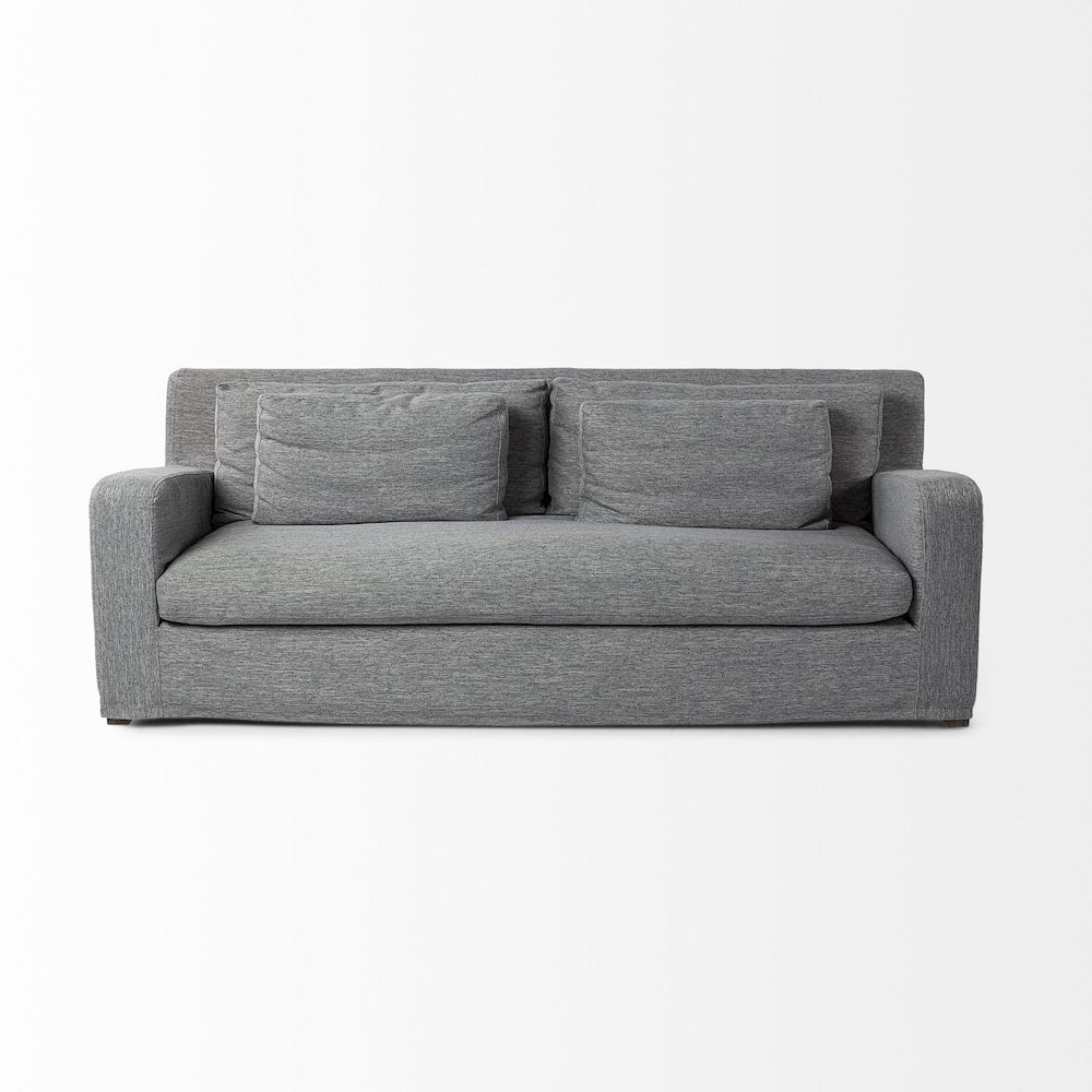 Denly 92" Casterock Gray Slipcover Three Seater Sofa
