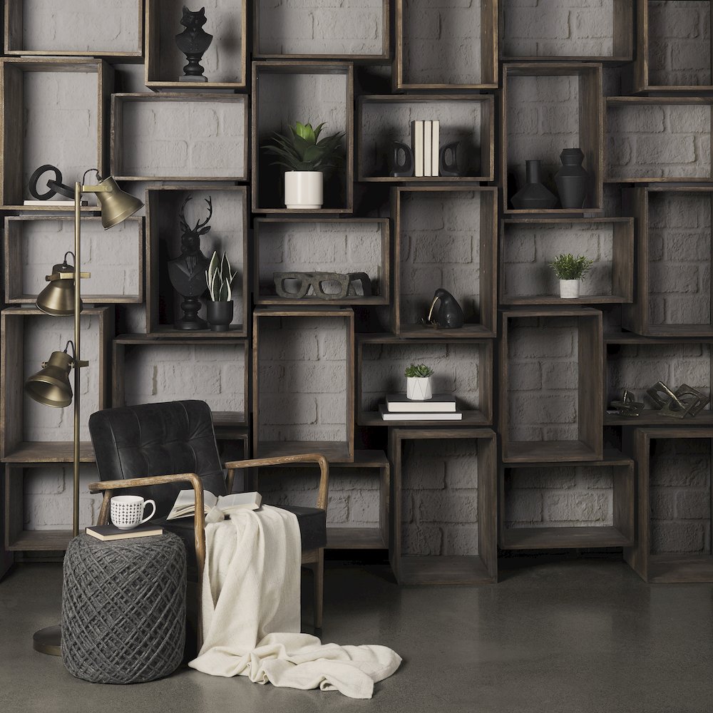 Allium Dark Gray Handwoven Wool Cylindrical Pouf