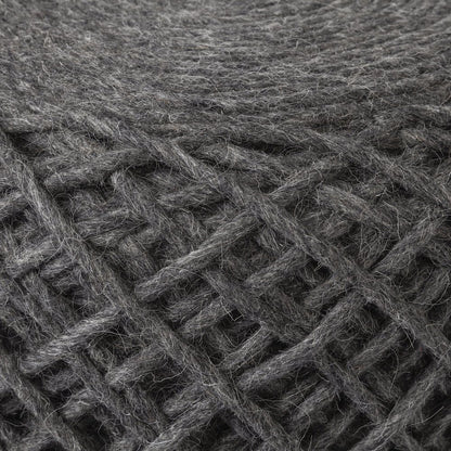 Allium Dark Gray Handwoven Wool Cylindrical Pouf