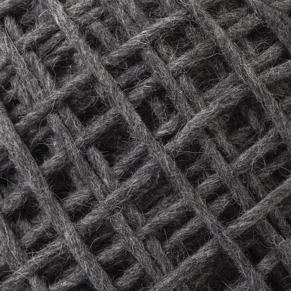 Allium Dark Gray Handwoven Wool Cylindrical Pouf