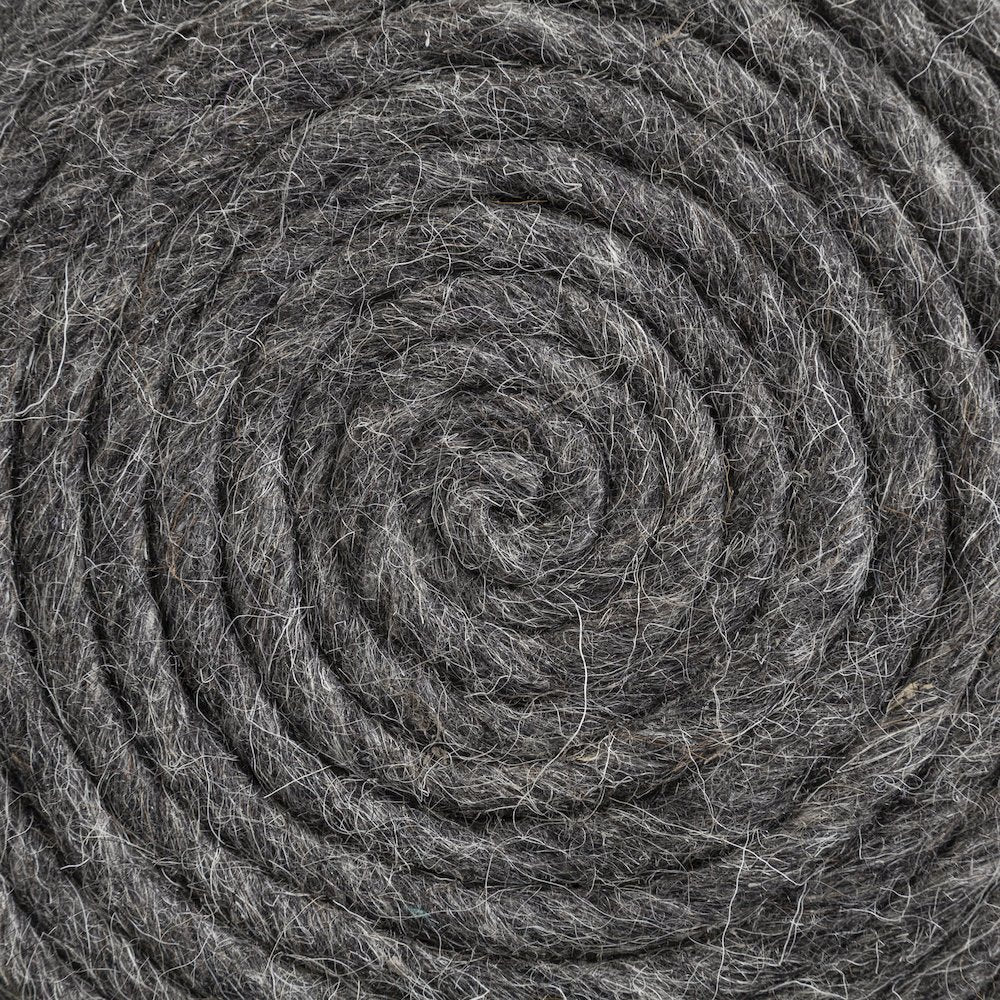Allium Dark Gray Handwoven Wool Cylindrical Pouf