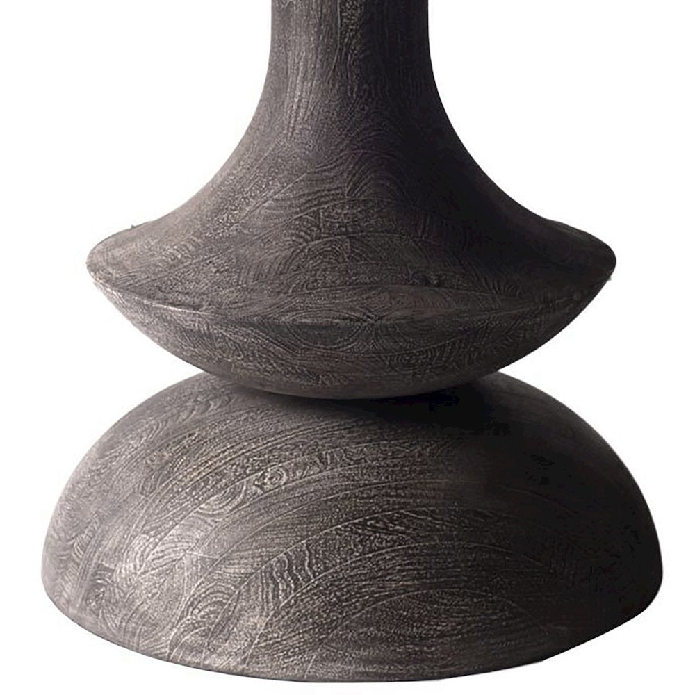 60L X 60W X 30H Dark Brown/Gray Solid Wood Base Round Glass Top Dining Table