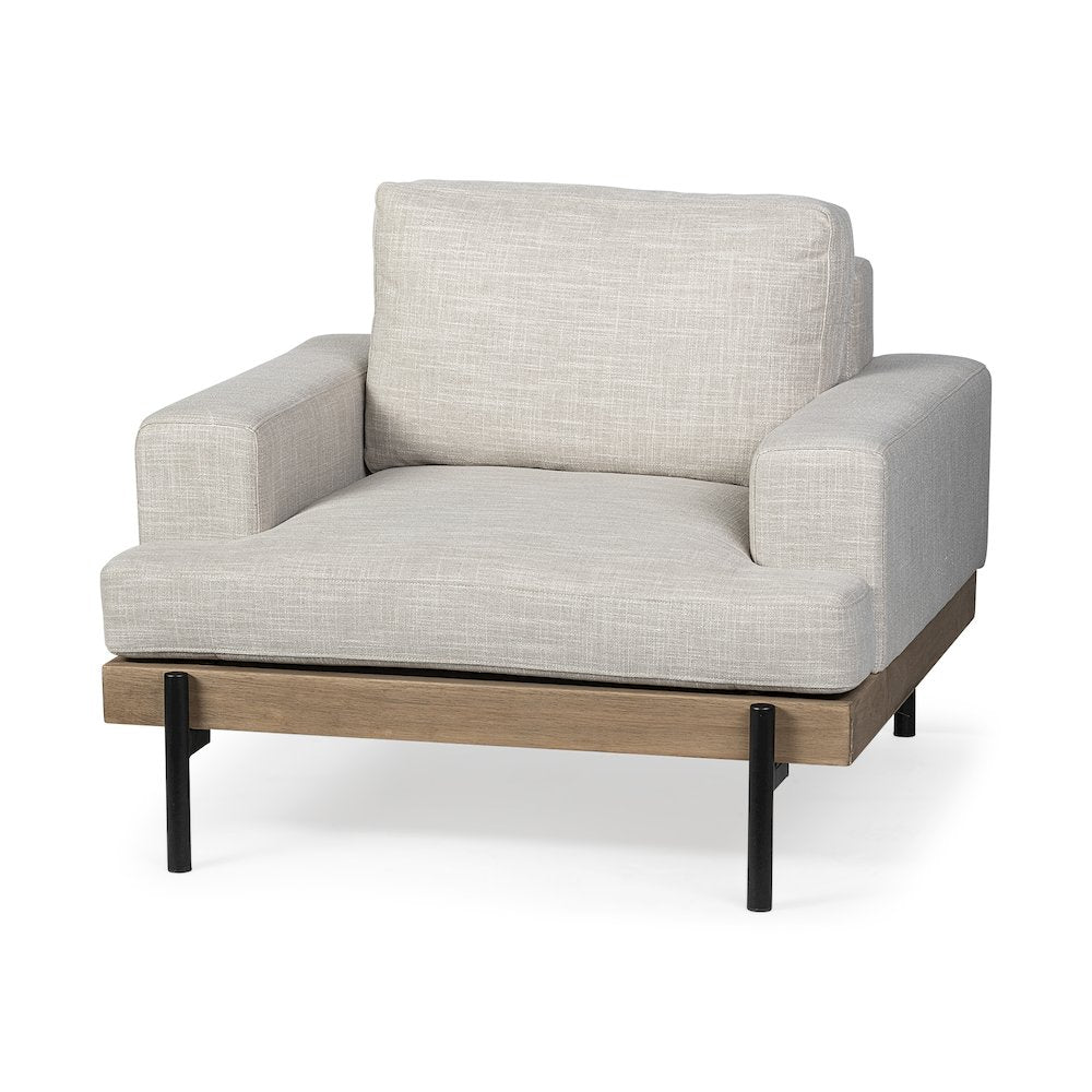 Colburne Beige Fabric Wood and Iron Frame Accent Chair