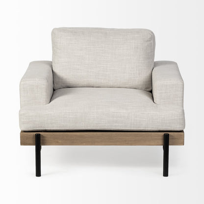 Colburne Beige Fabric Wood and Iron Frame Accent Chair