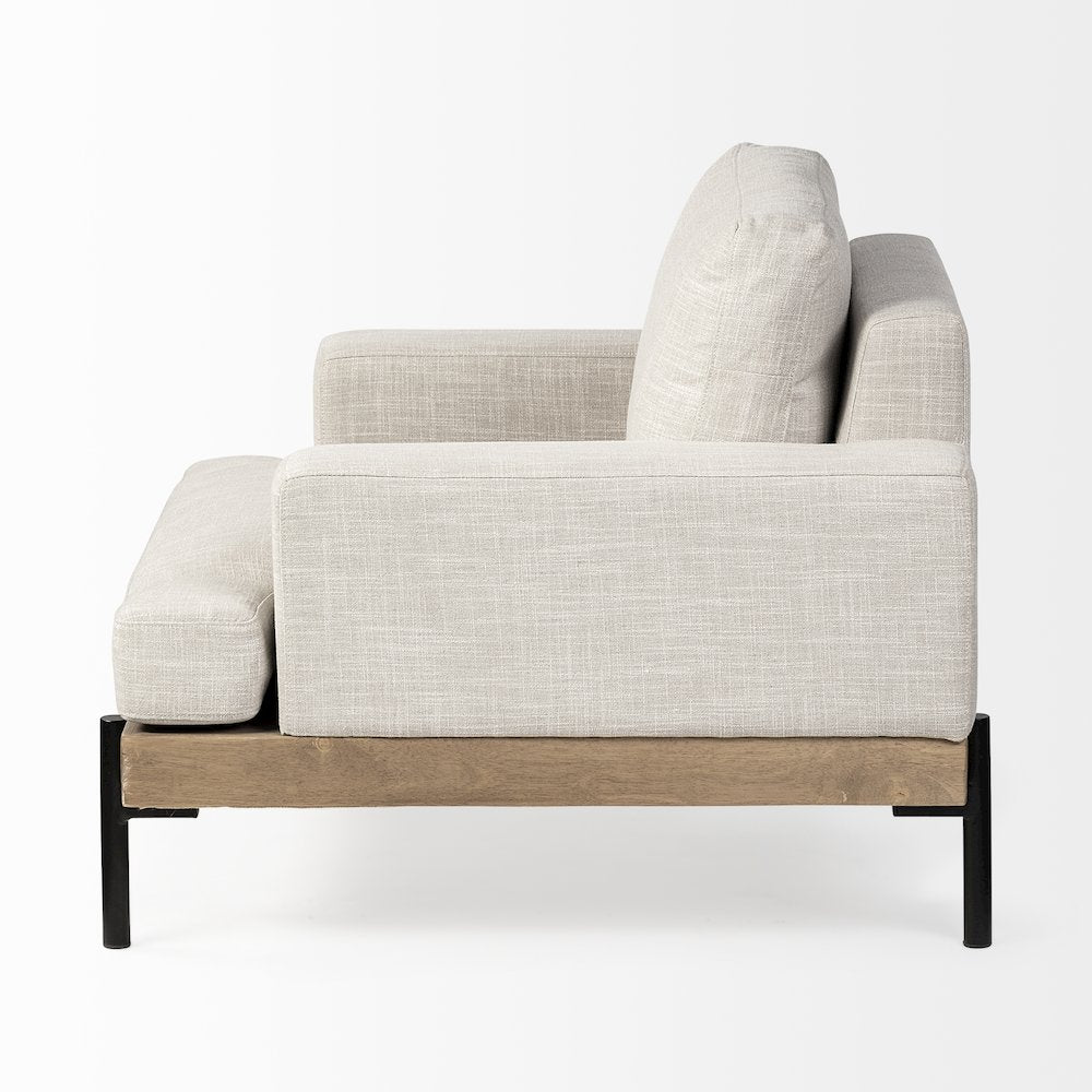 Colburne Beige Fabric Wood and Iron Frame Accent Chair