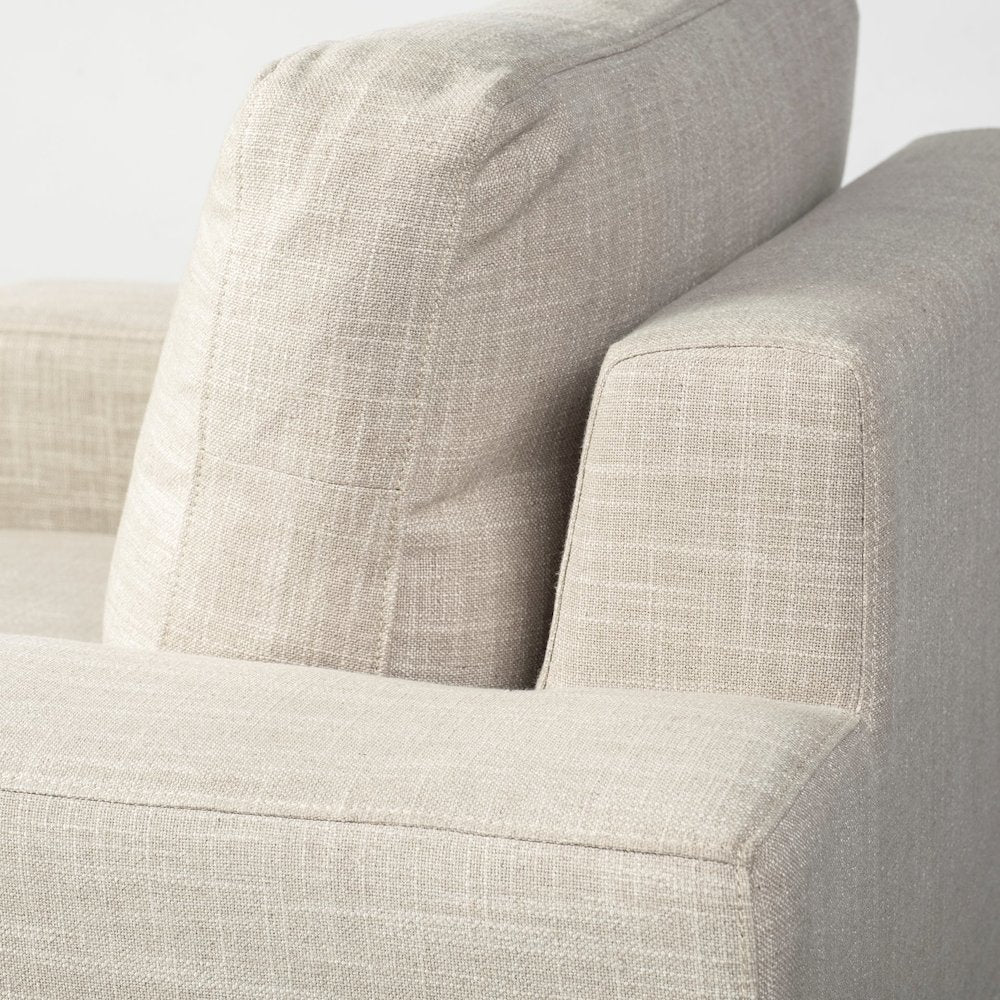 Colburne Beige Fabric Wood and Iron Frame Accent Chair