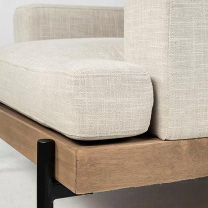 Colburne Beige Fabric Wood and Iron Frame Accent Chair