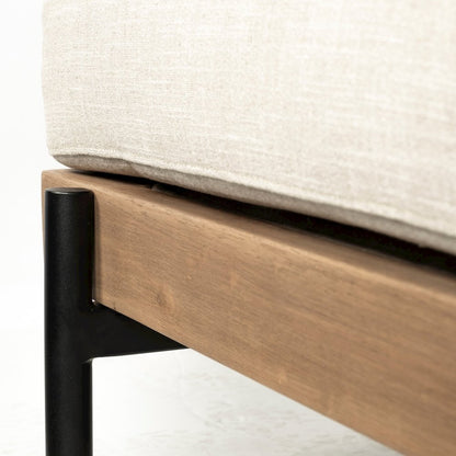 Colburne Beige Fabric Wood and Iron Frame Accent Chair
