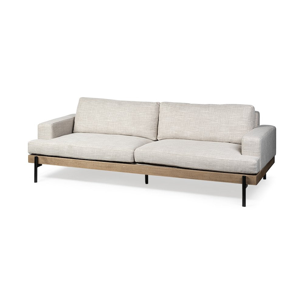 Colburne 95" Beige Upholstered Three Seater Sofa