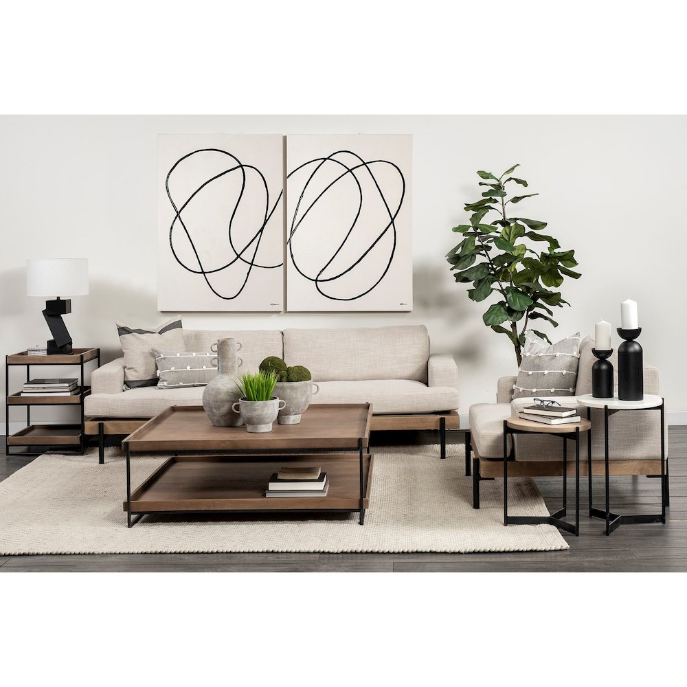Colburne 95" Beige Upholstered Three Seater Sofa