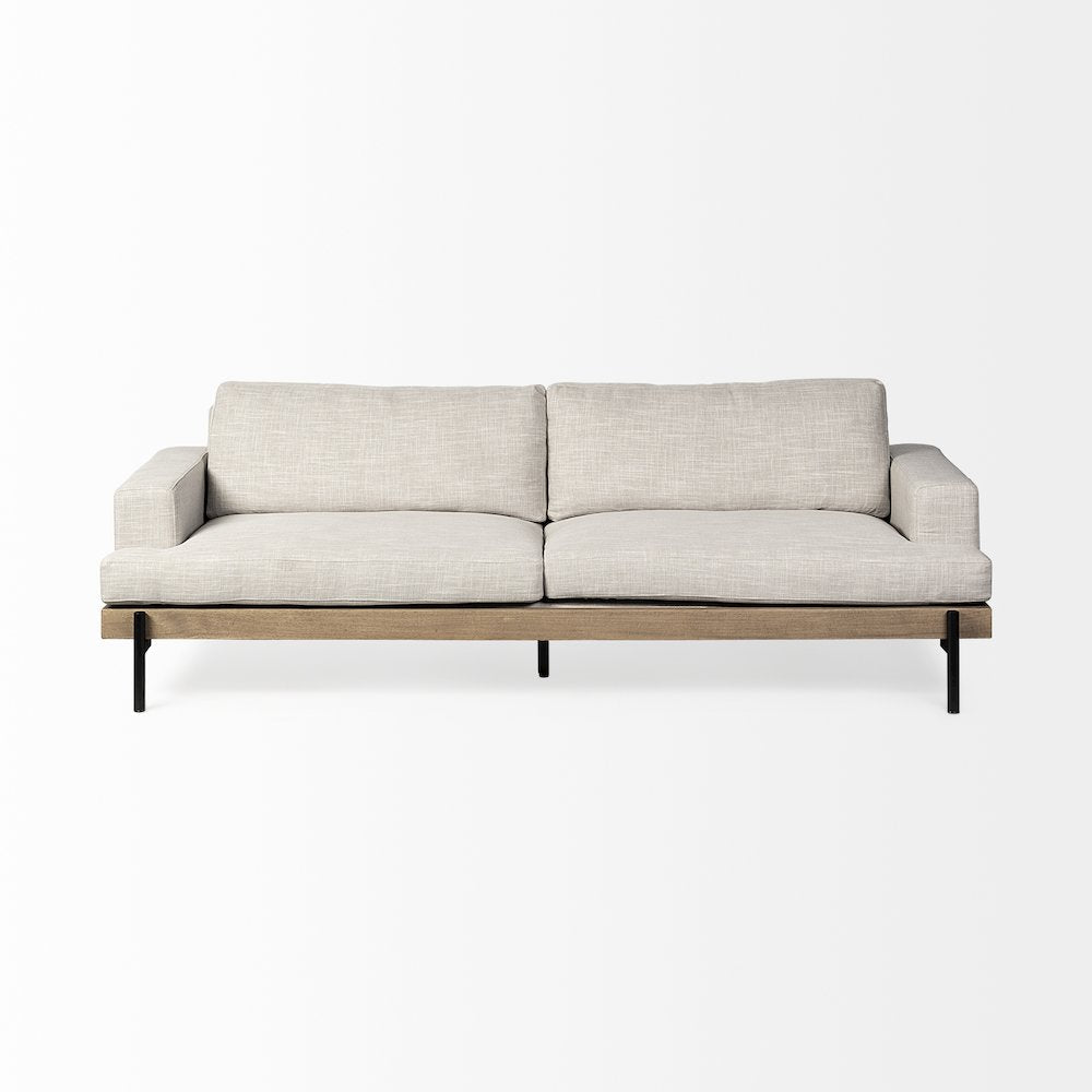 Colburne 95" Beige Upholstered Three Seater Sofa