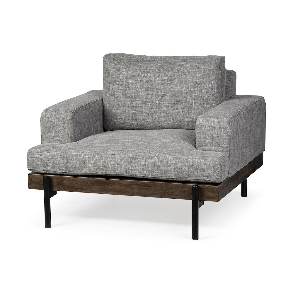 Colburne Gray Fabric Wood and Iron Frame Accent Chair