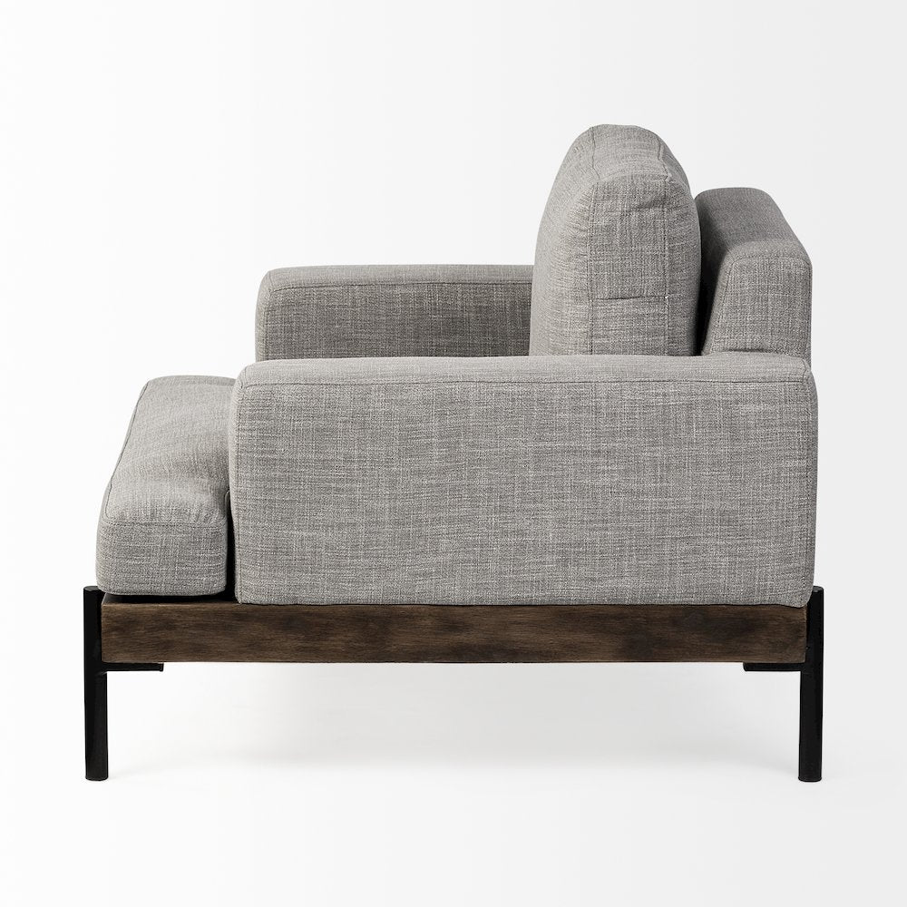 Colburne Gray Fabric Wood and Iron Frame Accent Chair