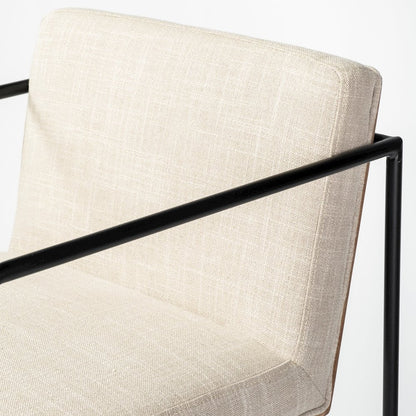 40" Total Height Light Beige Upholstered Seat Wood Back, Metal Frame Bar Stool