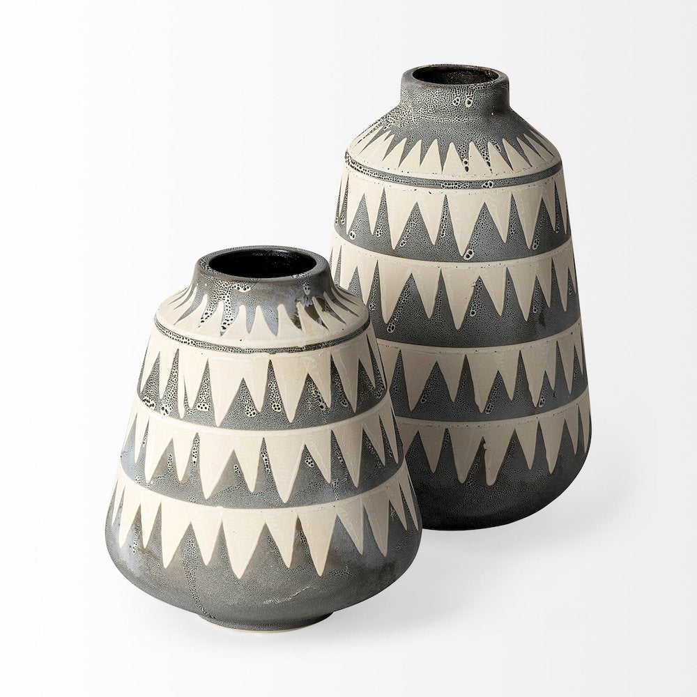 Delaney Large Gray Patterned Ceramic Vase