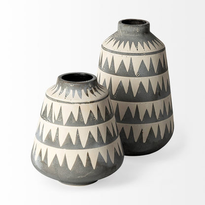 Delaney Large Gray Patterned Ceramic Vase