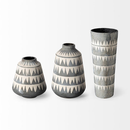 Delaney Large Gray Patterned Ceramic Vase