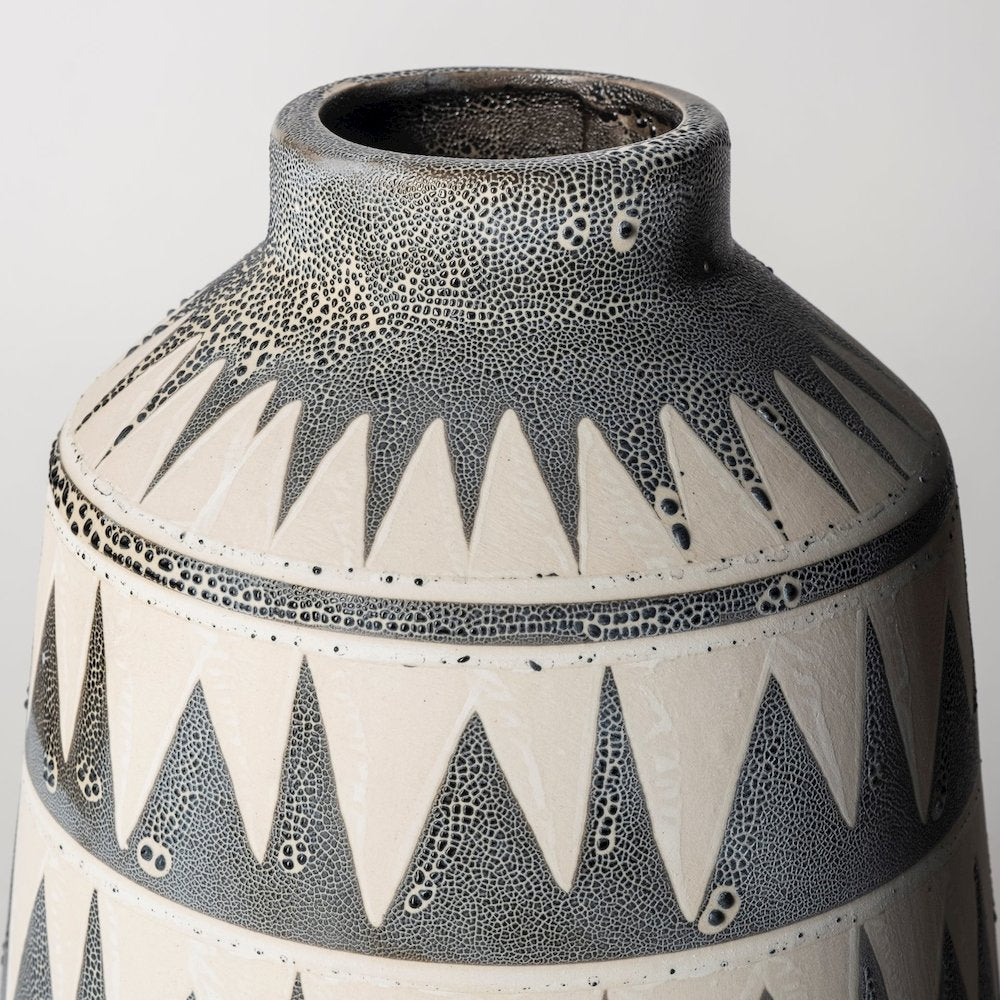 Delaney Large Gray Patterned Ceramic Vase