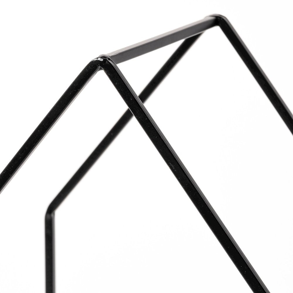 Leopold Set of Two Black Metal Wooden Base Table Candle Holders