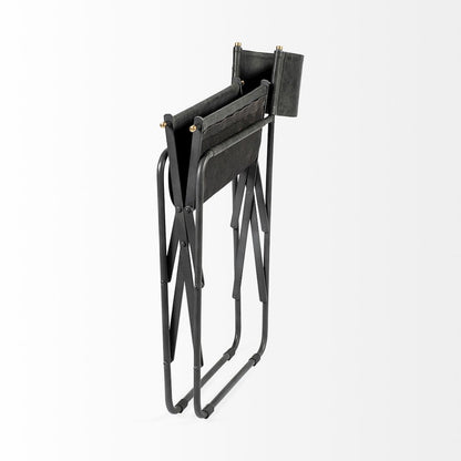 Black Iron Frame Black Leather Dining Chair