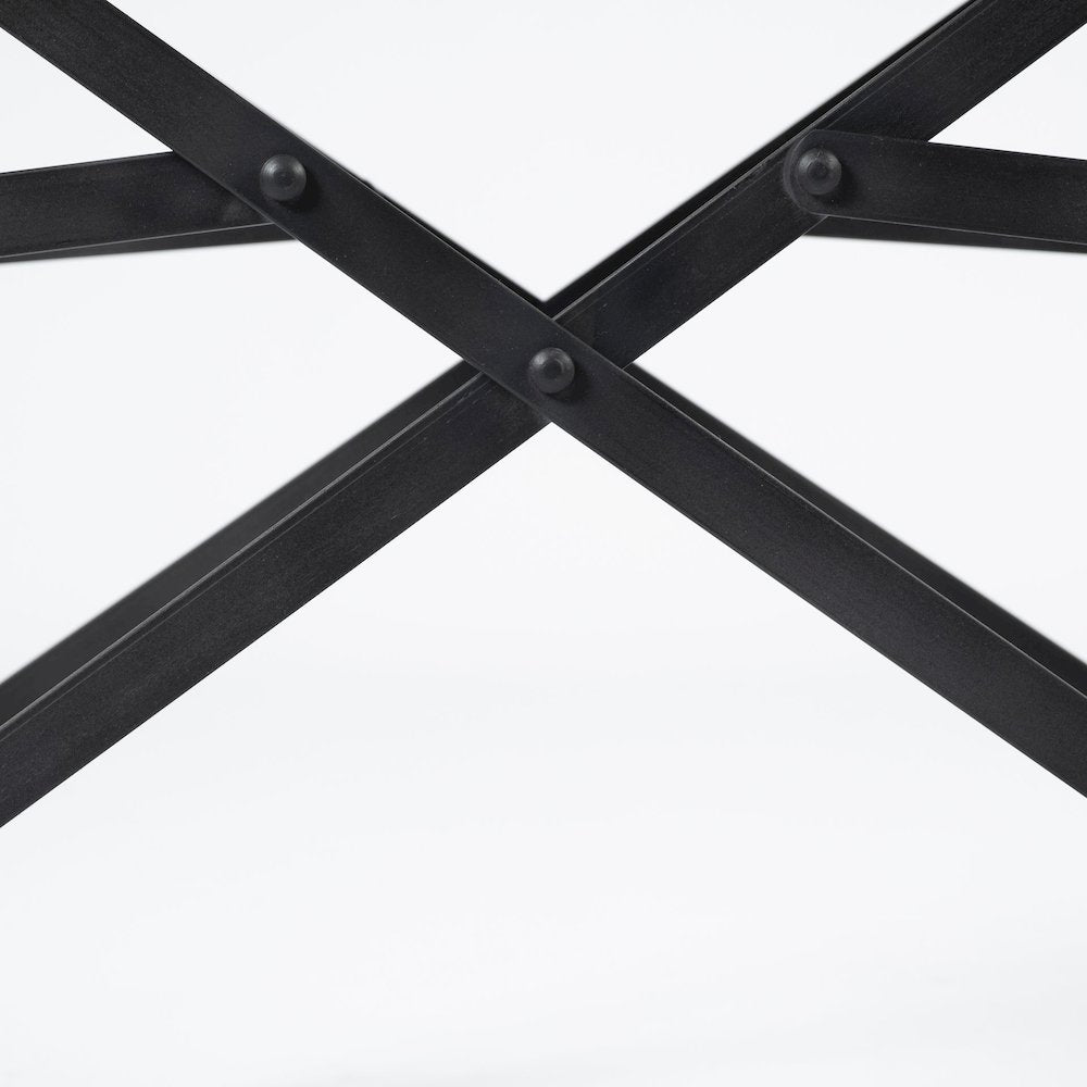Black Iron Frame Black Leather Dining Chair