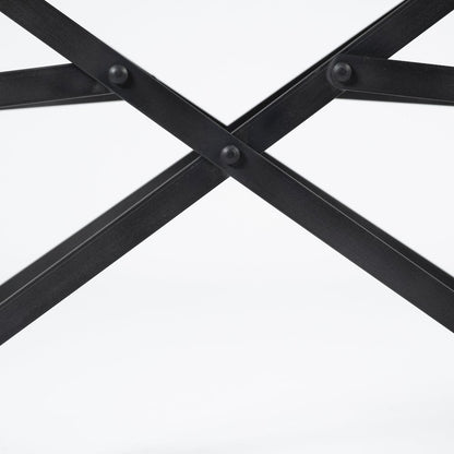 Black Iron Frame Black Leather Dining Chair