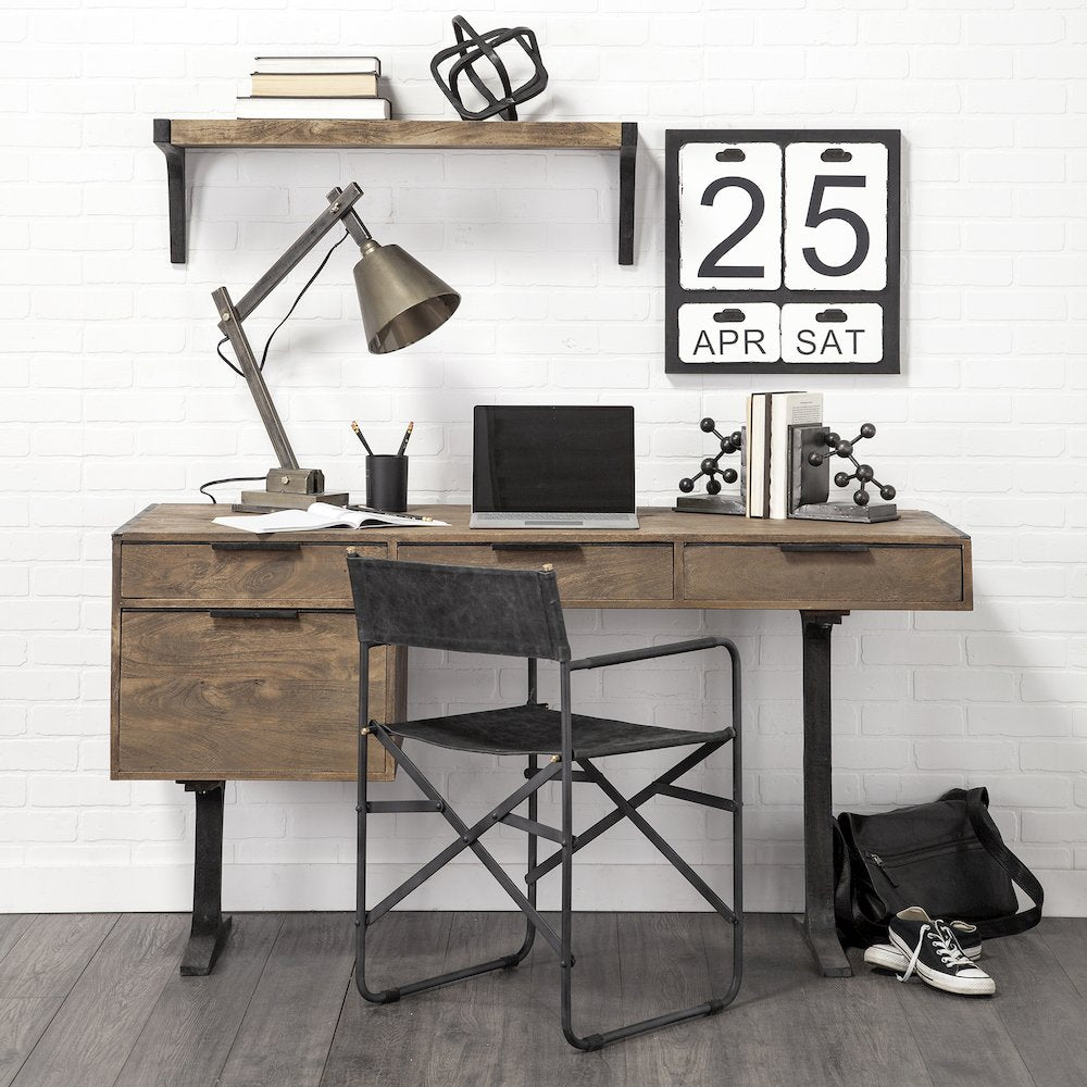 Black Iron Frame Black Leather Dining Chair