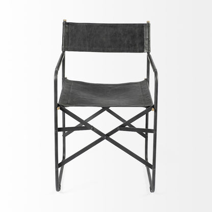 Black Iron Frame Black Leather Dining Chair