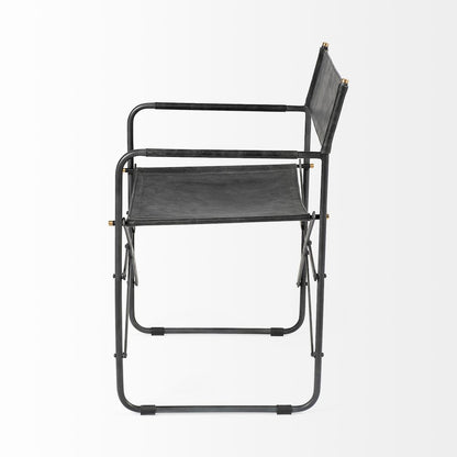 Black Iron Frame Black Leather Dining Chair