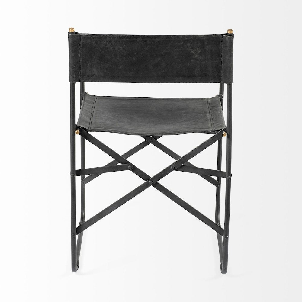 Black Iron Frame Black Leather Dining Chair
