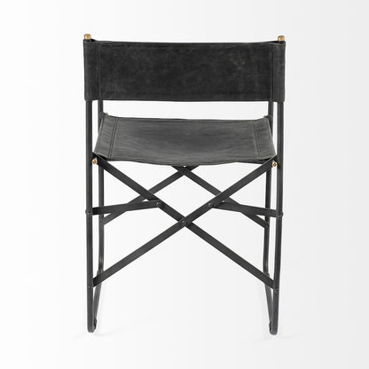 Black Iron Frame Black Leather Dining Chair