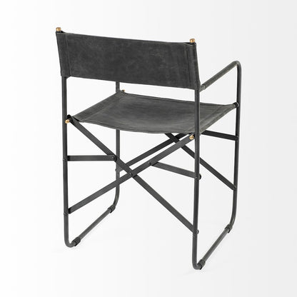 Black Iron Frame Black Leather Dining Chair