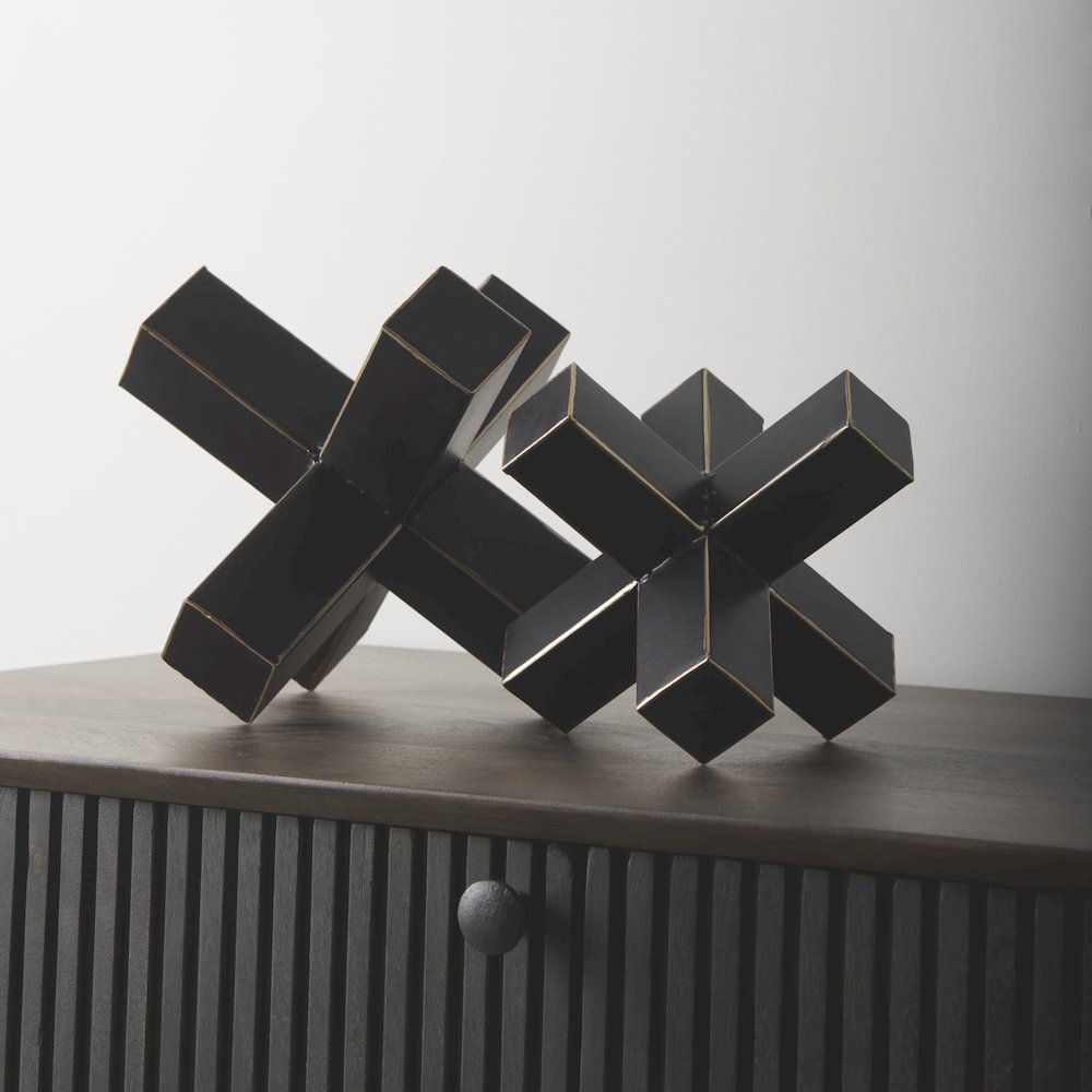 Abel (Large) 9L x 9W Black Metal Jack Gold Accents