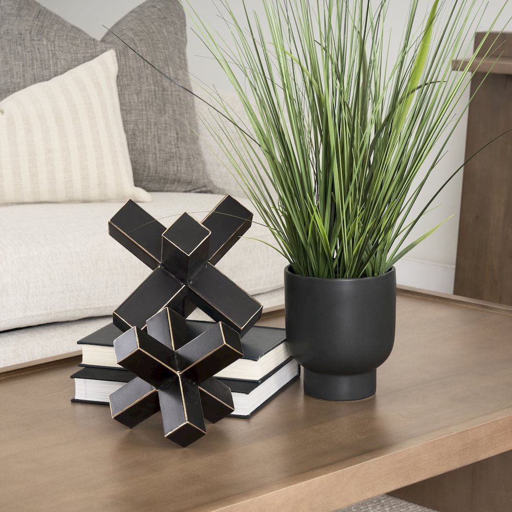 Abel (Large) 9L x 9W Black Metal Jack Gold Accents