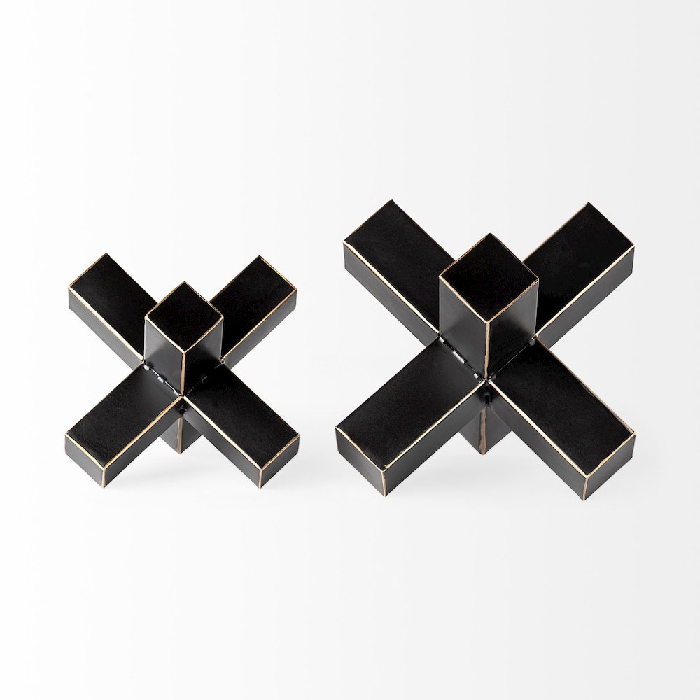 Abel (Large) 9L x 9W Black Metal Jack Gold Accents