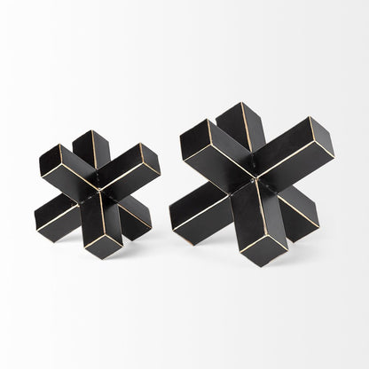 Abel (Large) 9L x 9W Black Metal Jack Gold Accents