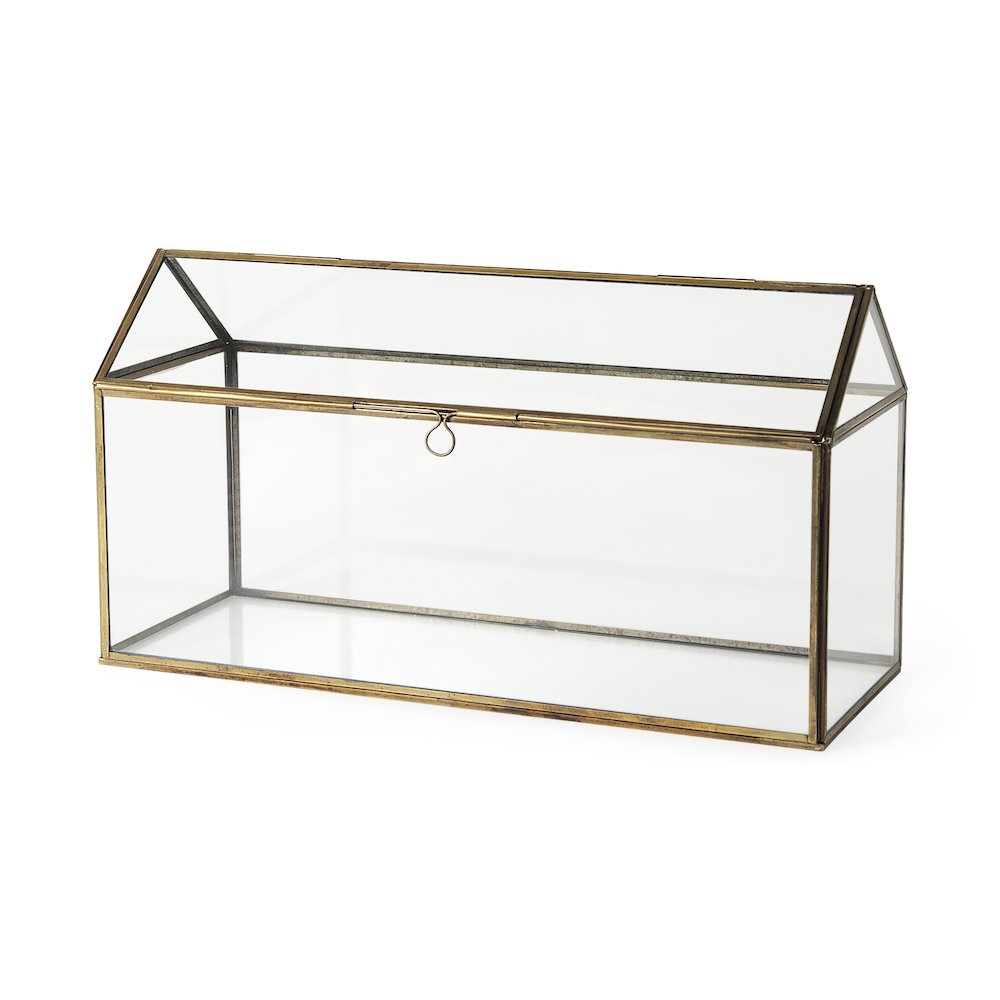 16L X 6W X 9H Gold Glass Terrarium Box