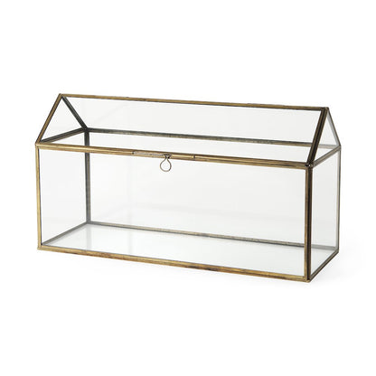 16L X 6W X 9H Gold Glass Terrarium Box