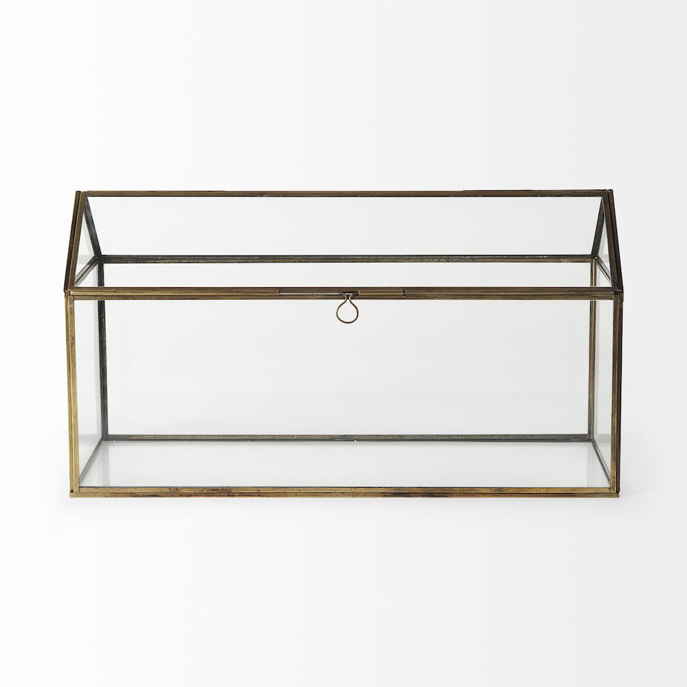 16L X 6W X 9H Gold Glass Terrarium Box