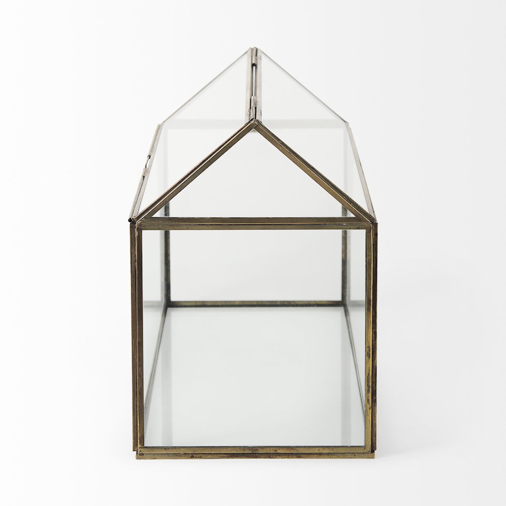 16L X 6W X 9H Gold Glass Terrarium Box